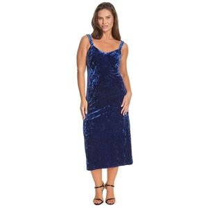 Jessica Simpson Blue Depths Velvet Dress Large Midi Length NWT New With Tags